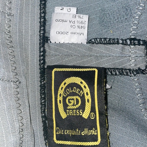 Golden Dress Full Leather Seat Breeches Size 25R Pinstripe Grey PRISTINE! - Picture 15 of 16